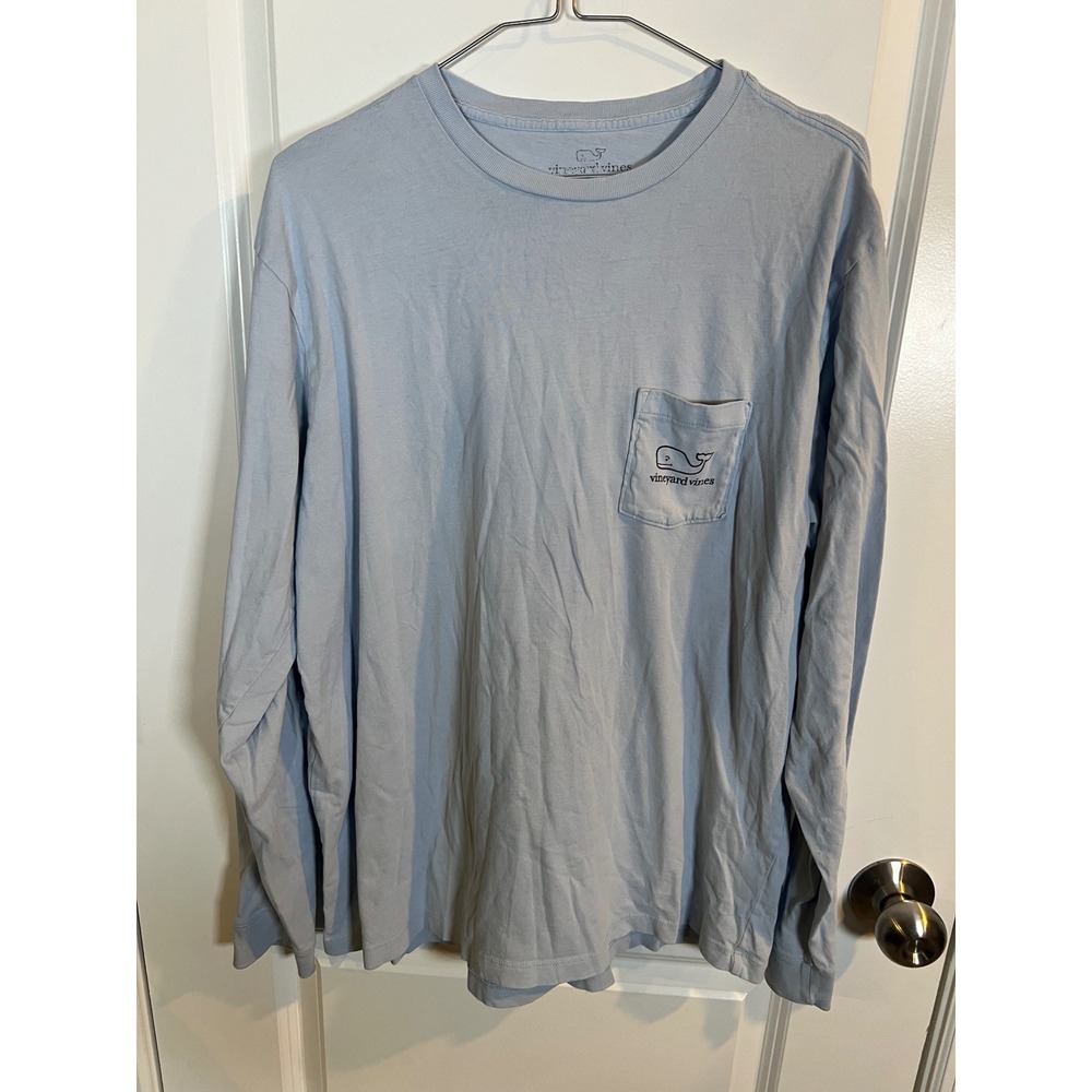 Vineyard Vines Mens Long Sleeve T-Shirt Graphic Pocket Blue M